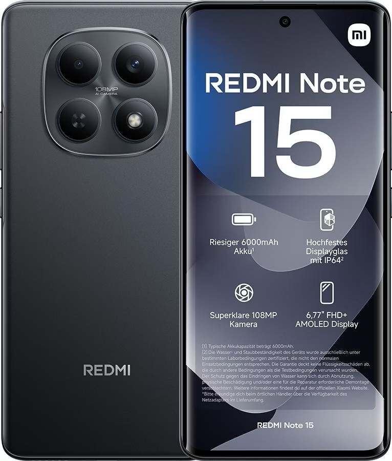 Smartphone Xiaomi - Redmi Note 15, 6.77'', 6GB/128GB, Black
