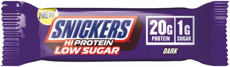 Snickers Hi Protein Low Sugar, ciocolată neagră, 57 g, Mars Protein