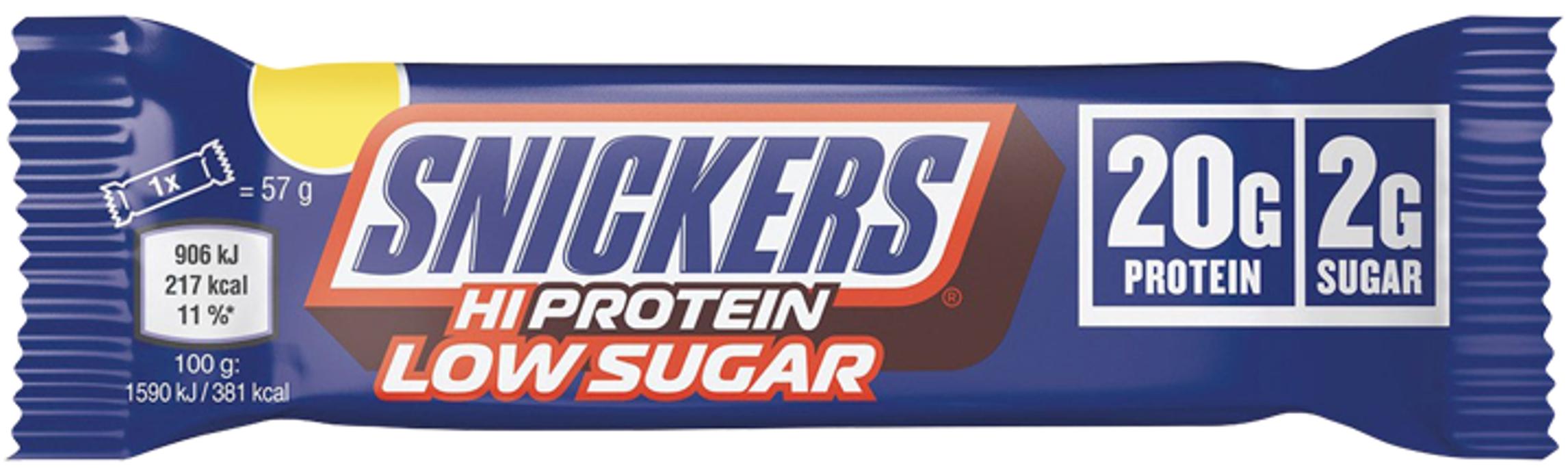 Snickers Hi Protein Low Sugar, ciocolată cu lapte, 57 g, Mars Protein