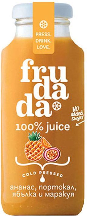 Suc, Ananas, portocală, măr și fructul pasiunii, 250 ml, Frudada