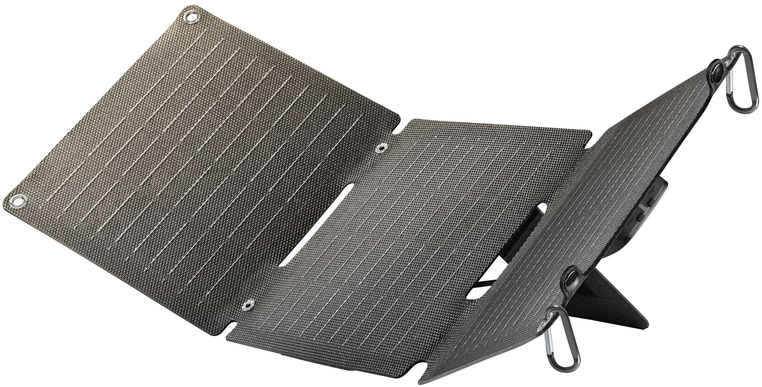 Încărcător solar Cellulalrline - 3 panouri, USB-A/C, 20W, negru
