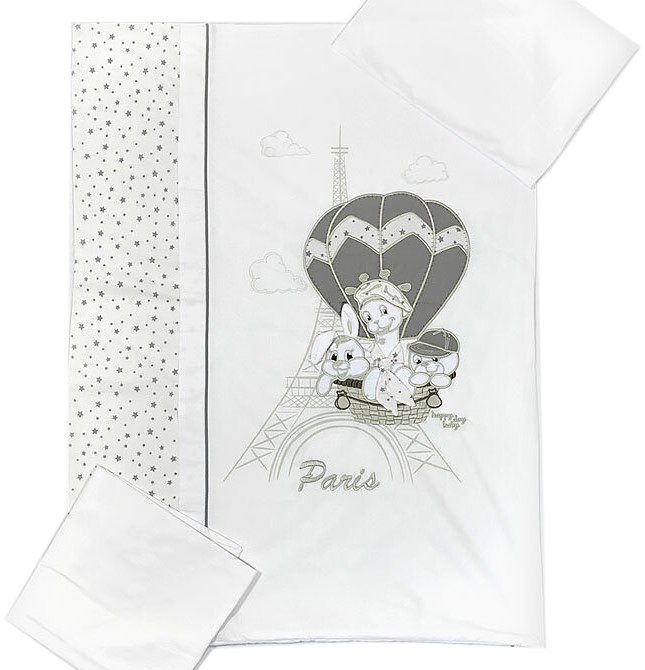 Set lenjerie de pat 4 piese Bambino Casa - Paris, Bianco