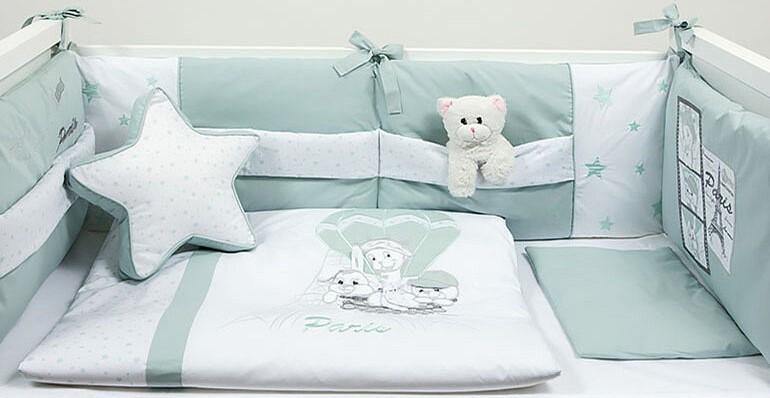 Set lenjerie de pat 8 piese Bambino Casa - Paris, Mint