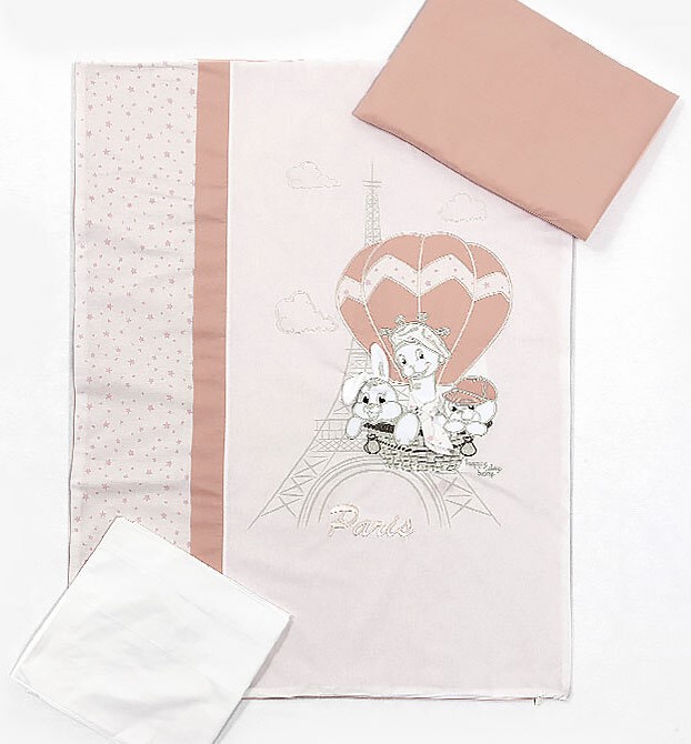 Set lenjerie de pat 4 piese Bambino Casa - Paris, Rosa