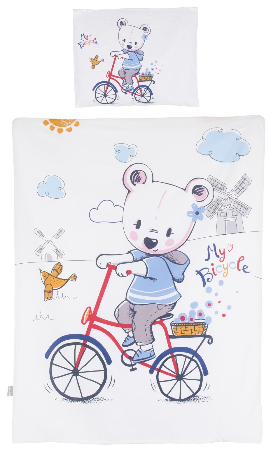 Set lenjerie de pat copii  Chipolino - Urs cu roata, 5 piese