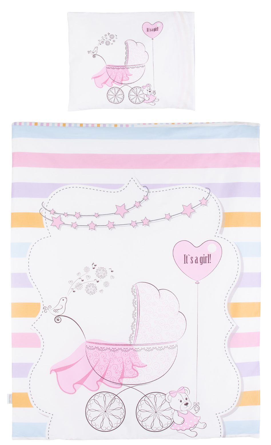 Set lenjerie de pat copii  Chipolino - Inima roz, 5 bucati