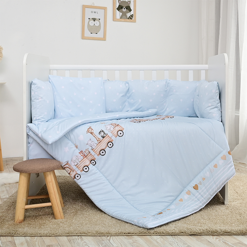 Set de dormit pentru copii Lorelli - Lily, 60 x 120 cm, Train, albastru