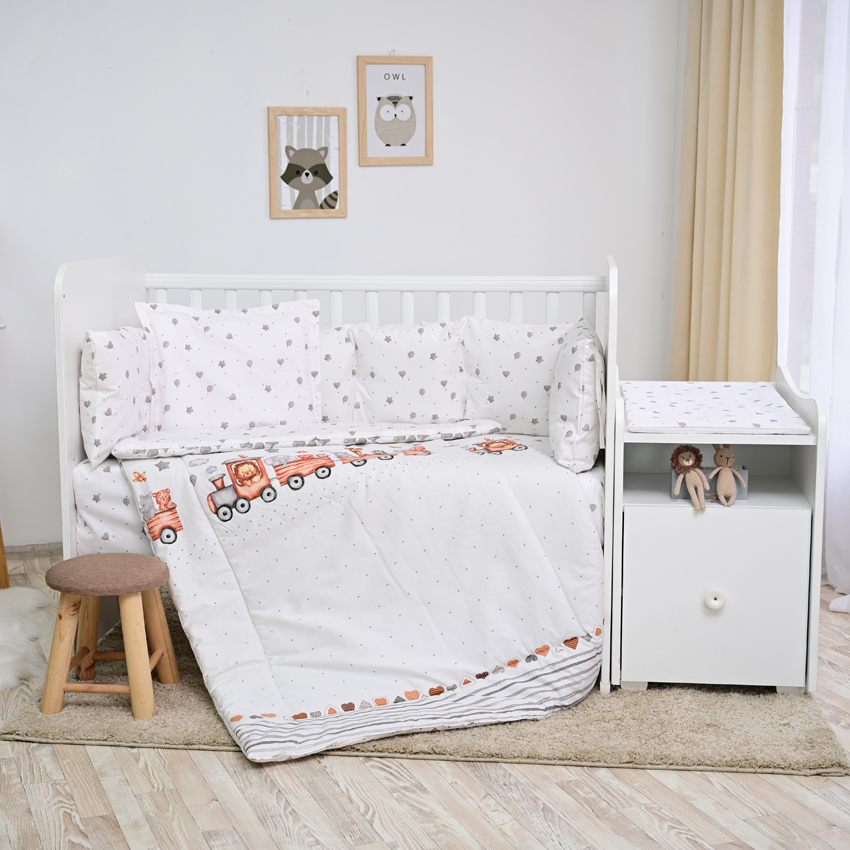 Set de lenjerie de pat Lorelli - Trend, trenuleț, cu balustrade, gri