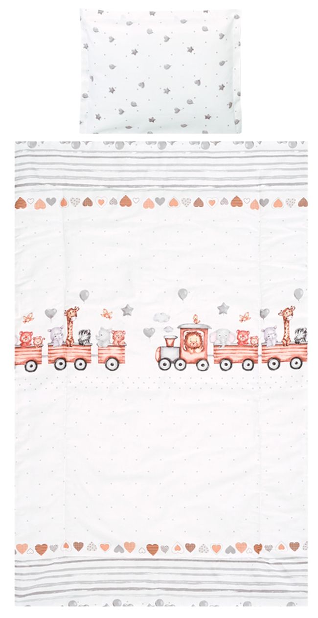 Set 3 piese lenjerie de pat Lorelli - Cosy, Tren, gri