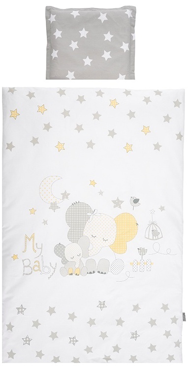 Set dormitor cu 5 piese Lorelli - Cosy, Elephant, Grey Stars