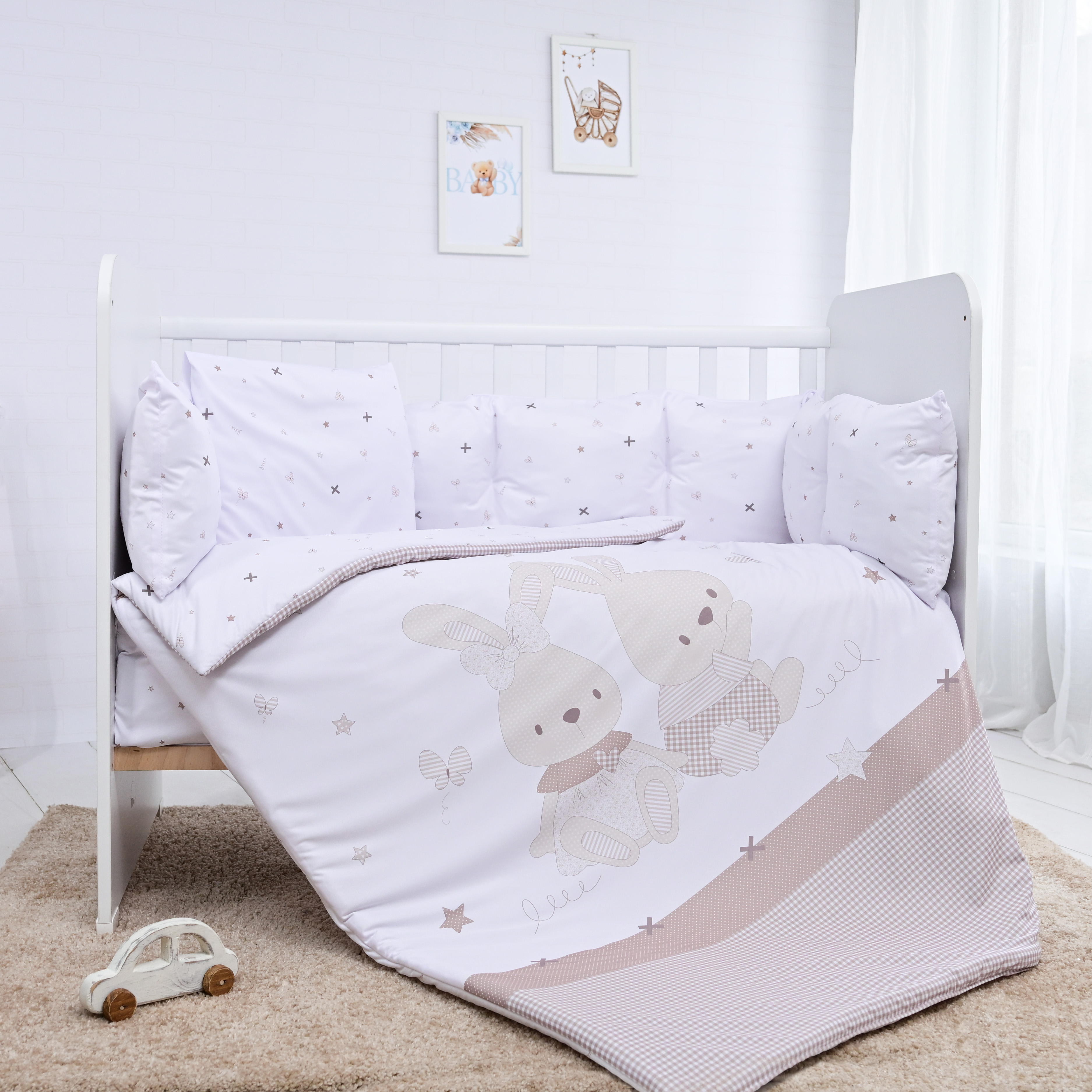 Set dormitor din 5 piese cu bord mare Lorelli - Honey Bunny, bej