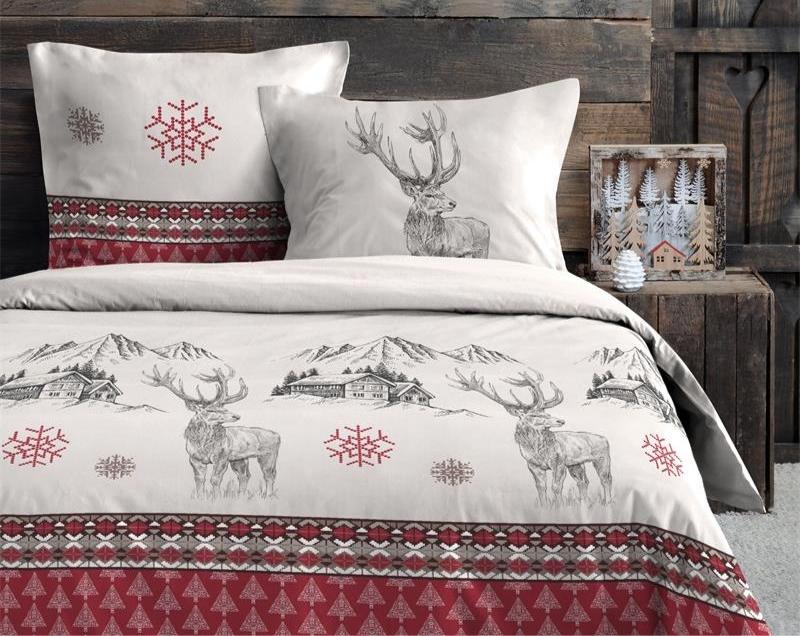 Set de lenjerie de pat STOF – Bauges Red, 3 piese, 100% bumbac, 240x220cm
