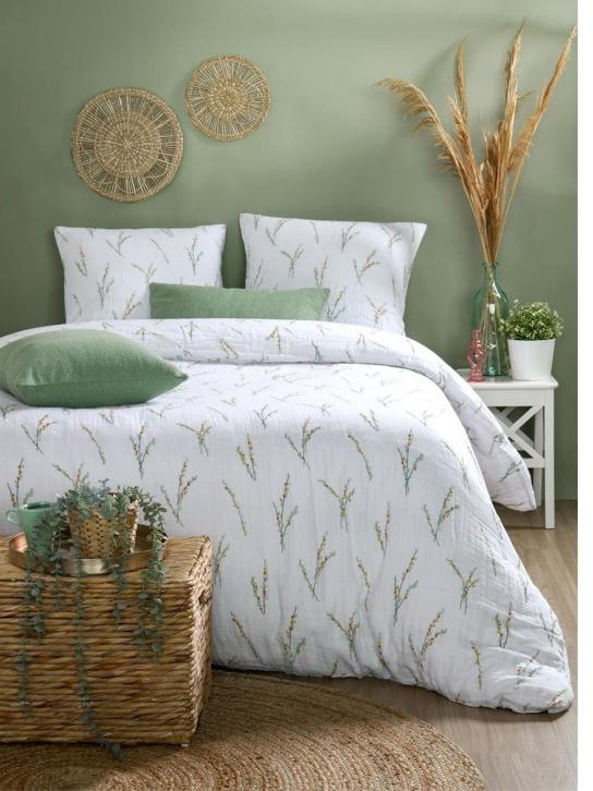 Set de lenjerie de pat Stof – Fleolia, 100% bumbac, 240x220cm, 3 piese, alb
