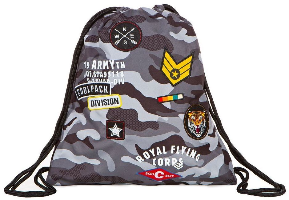 Sac sport cu siret Cool Pack Spring - Camo Black Badges