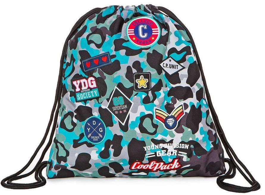 Sac sport cu siret Cool Pack Spring - Camo Blue Badges