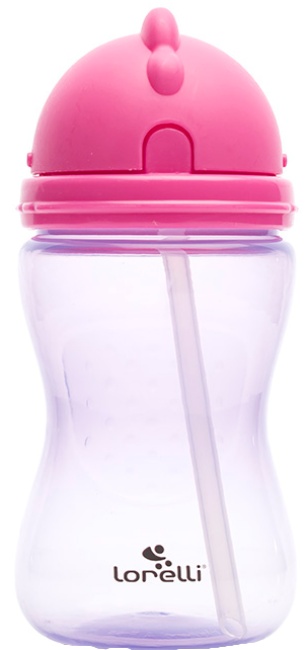 Sticlă sport cu pai Lorelli - 300 ml, roz