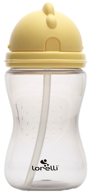 Sticlă sport cu pai Lorelli - 300 ml, galben