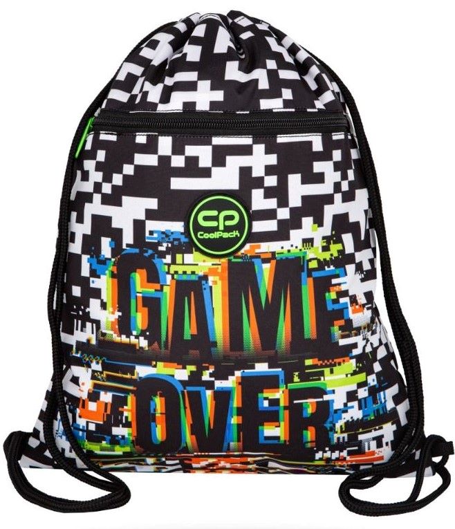 Rucsac cu cordon Cool Pack Game Over - Vert, pentru un băiat