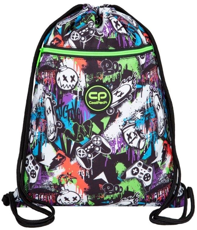 Rucsac cu cordon Cool Pack Peek a Boo - Vert, pentru un băiat