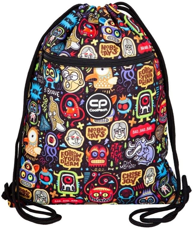 Rucsac cu cordon Cool Pack Scary Stickers - Vert, pentru un băiat