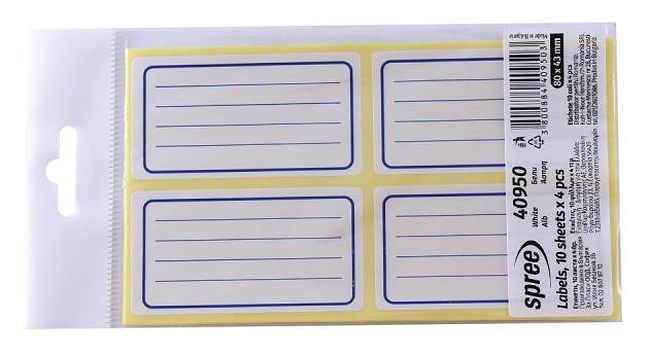Set etichete scolare Spree - Albe, adezive, 40 bucati