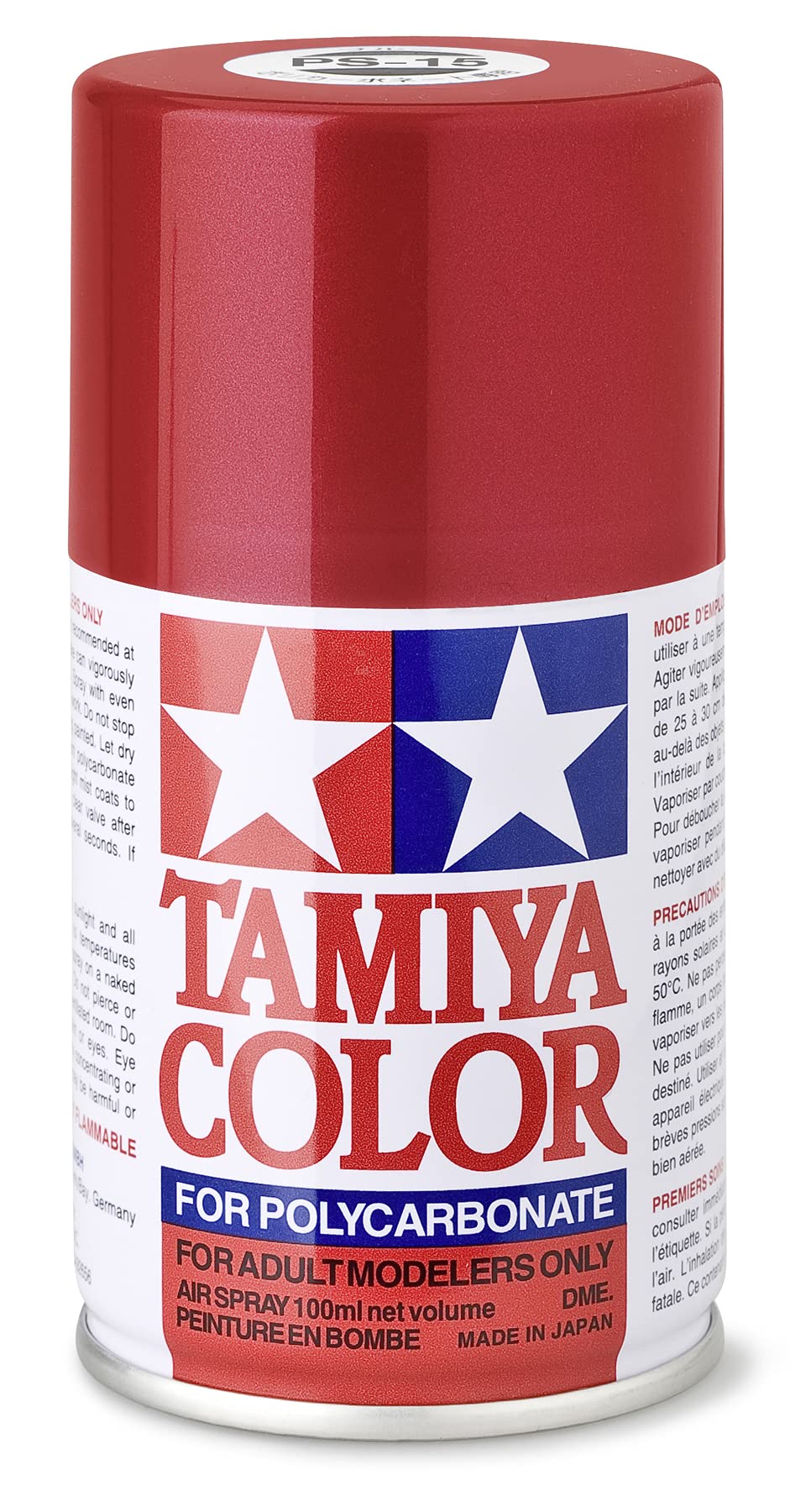 Vopsea spray  Tamiya pentru suprafete transparente din policarbonat  - PS-15 Metallic Red (100 ml) (TAM86015)