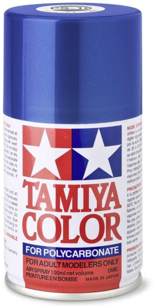Vopsea spray  Tamiya pentru suprafete transparente din policarbonat  - PS-16 Metallic Blue (100 ml) (TAM86016)