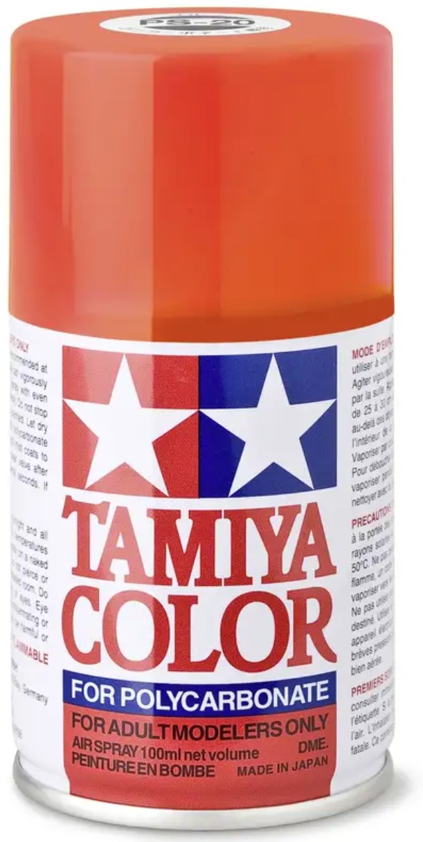 Vopsea spray  Tamiya pentru suprafete transparente din policarbonat  - PS-20 Fluorescent Red (100 ml) (TAM86020)