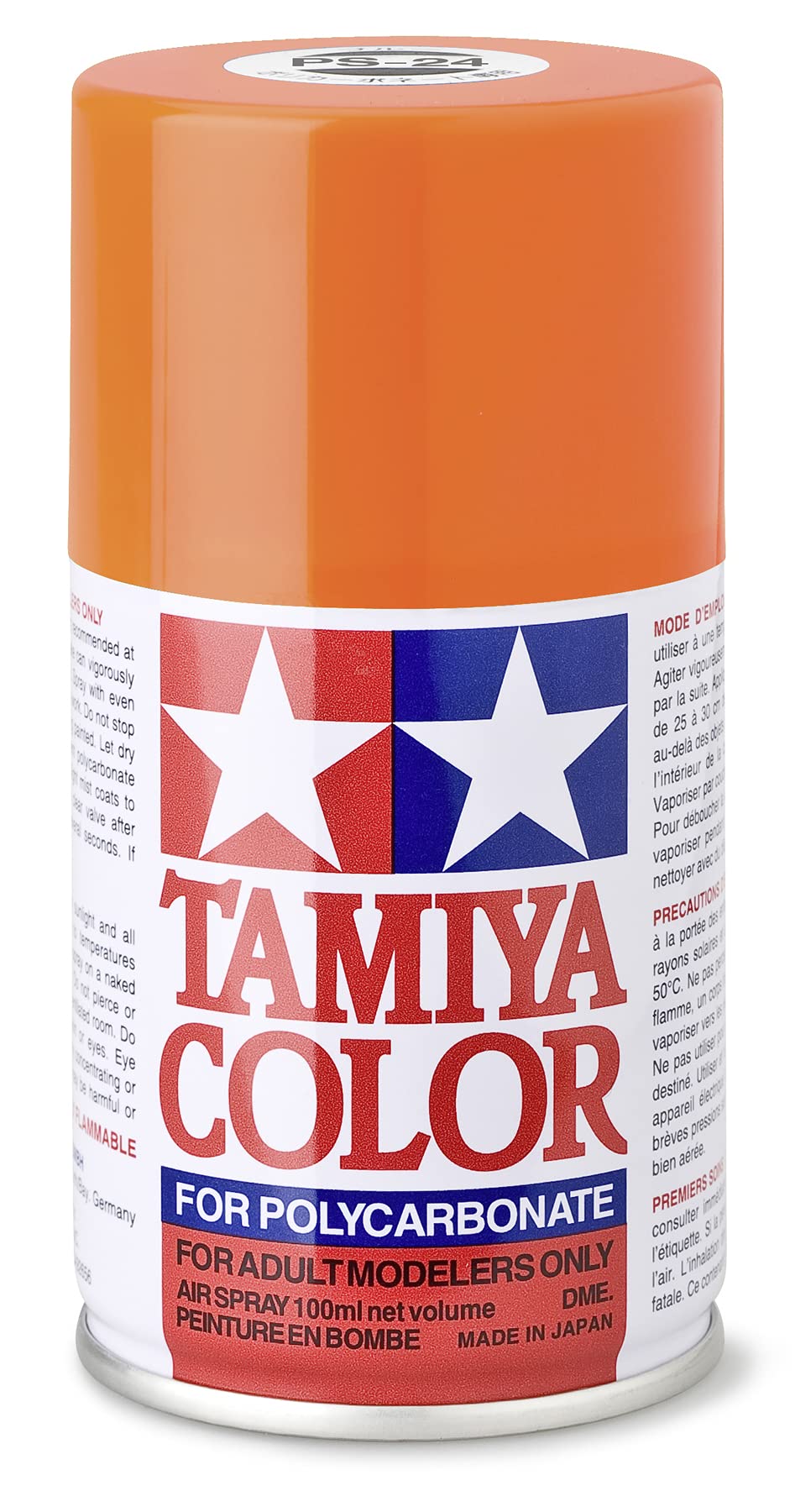 Vopsea spray  Tamiya pentru suprafete transparente din policarbonat  - PS-24 Fluorescent Orange (100 ml) (TAM86024)
