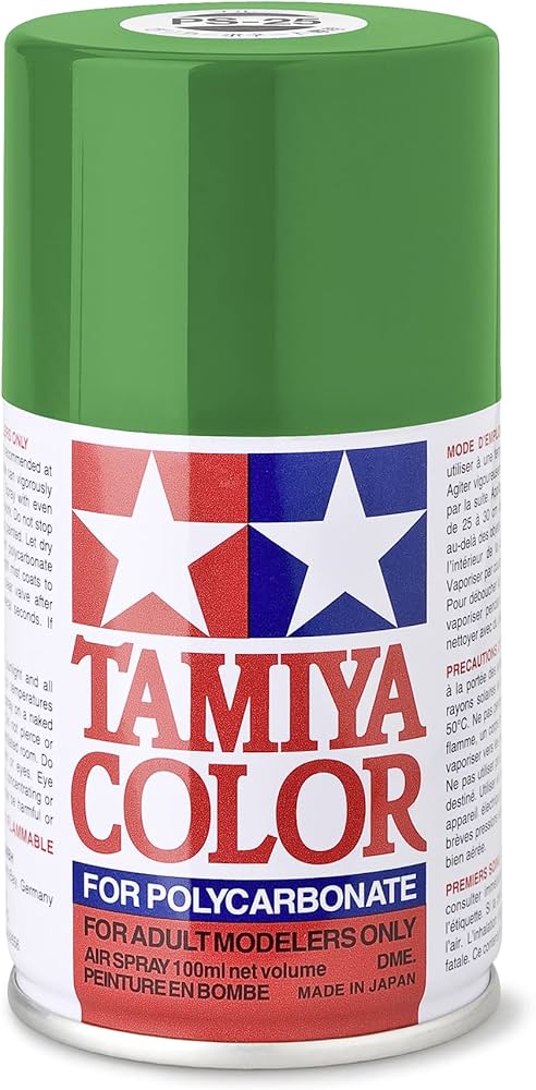 Vopsea spray  Tamiya pentru suprafete transparente din policarbonat  - PS-25 Bright Green (100 ml) (TAM86025)