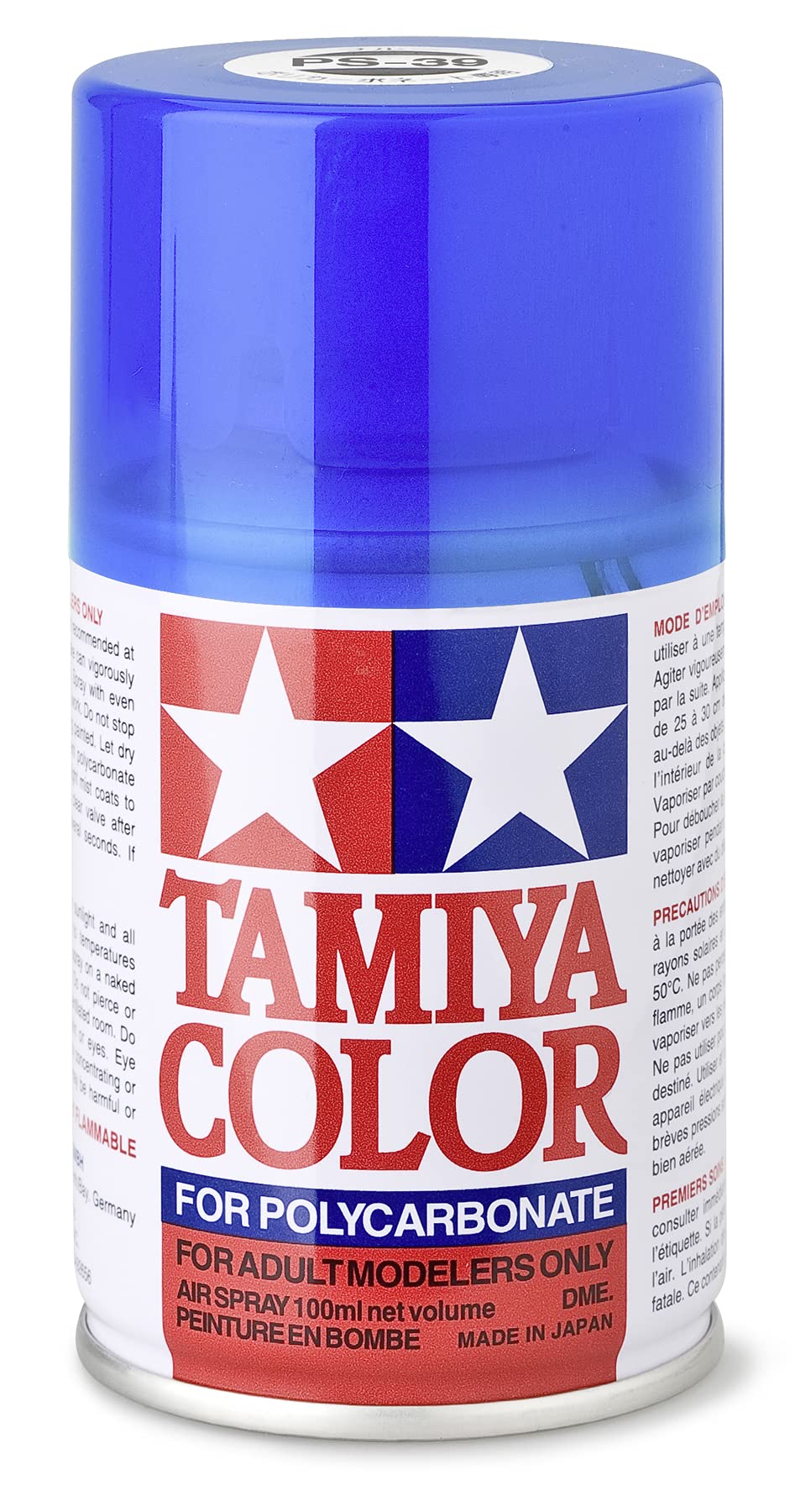 Vopsea spray  Tamiya pentru suprafete transparente din policarbonat  - PS-39 Translucent Light Blue, clear (100 ml) (TAM86039)