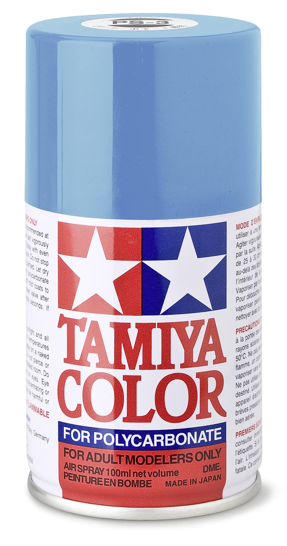 Vopsea spray  Tamiya pentru suprafete transparente din policarbonat  - PS-3 Light Blue (100 ml) (TAM86003)