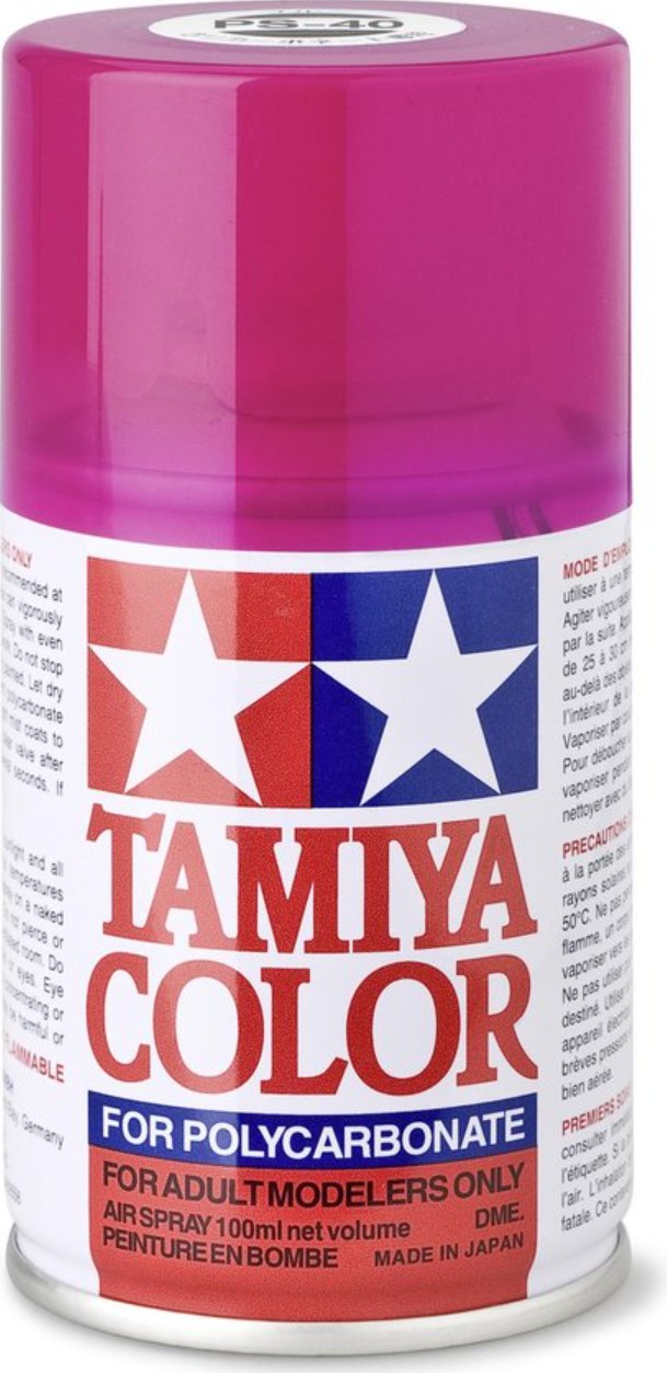 Vopsea spray  Tamiya pentru suprafete transparente din policarbonat  - PS-40 Translucent Pink, clear (100 ml) (TAM86040)
