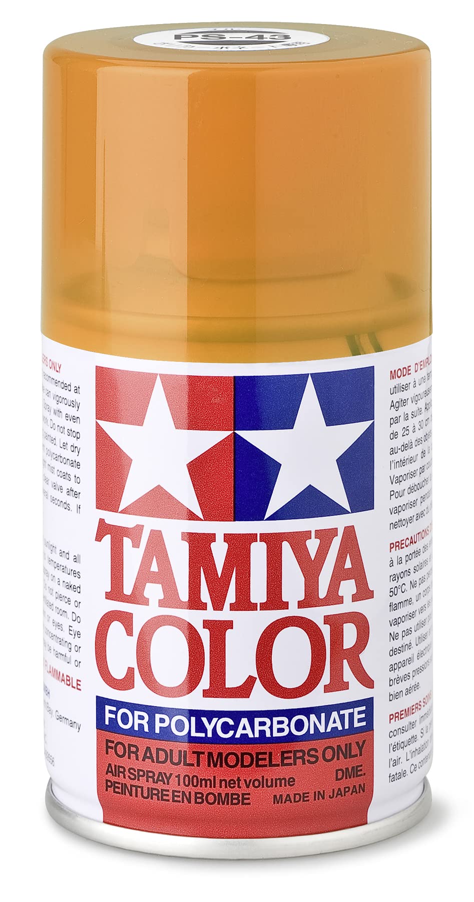 Vopsea spray  Tamiya pentru suprafete transparente din policarbonat  - PS-43 Translucent Orange (100 ml) (TAM86043)