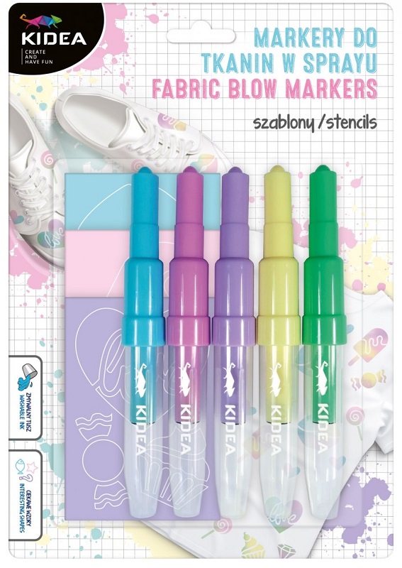 Markere spray pentru textile Kidea - Sweet Love, 5 bucăți