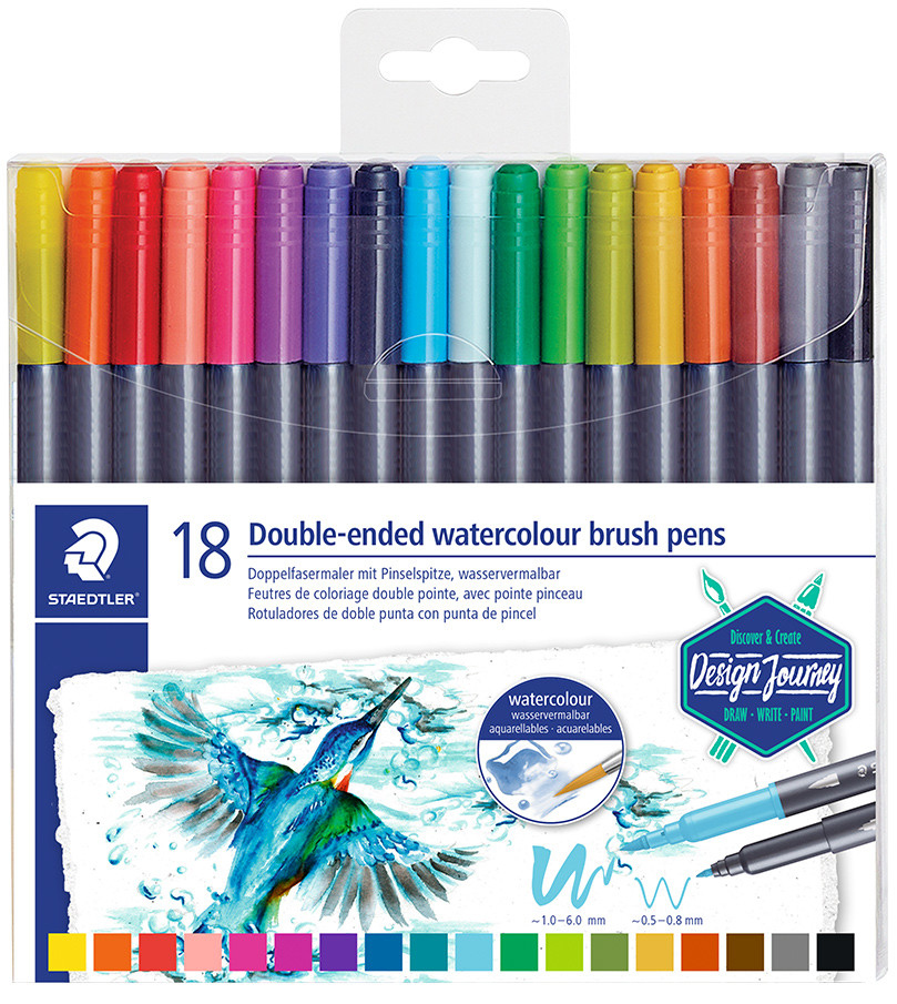 Carioci acuarele Staedtler - 18 culori, cu doua varfuri