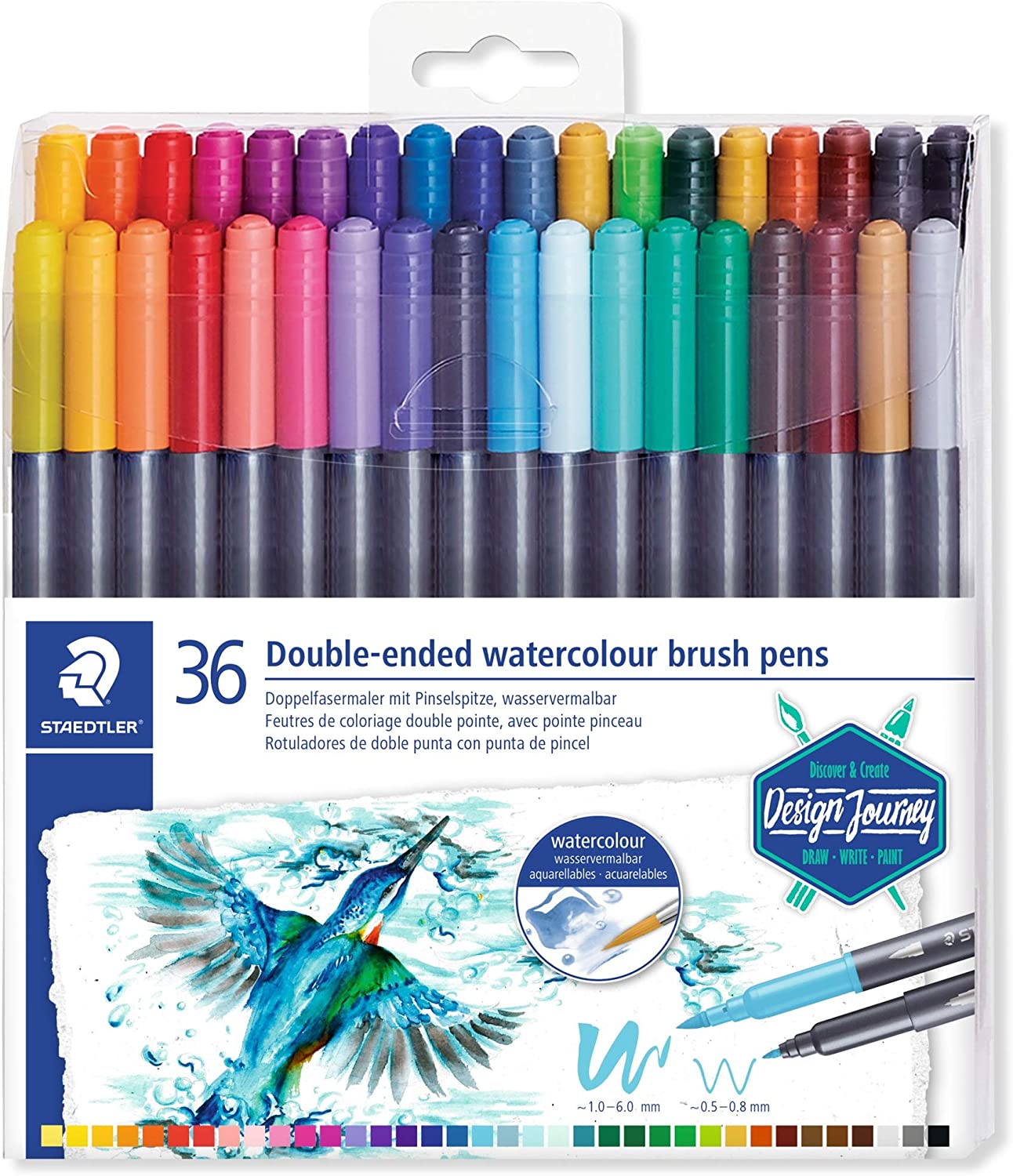 Carioci acuarele Staedtler - 36 de culori, cu doua varfuri