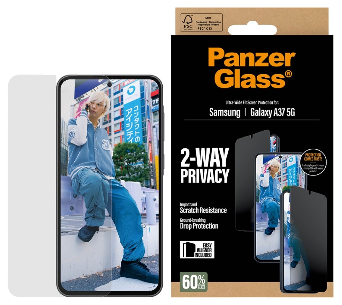 Protector de sticlă PanzerGlass – 2-Way Privacy, Galaxy A37 5G
