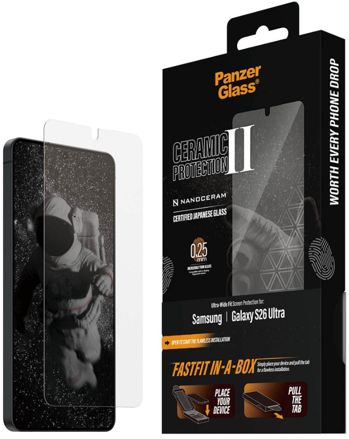 Protector de sticlă  PanzerGlass – Ceramic w. FASTFIT IN-A-BOX, Galaxy S26 Ultra