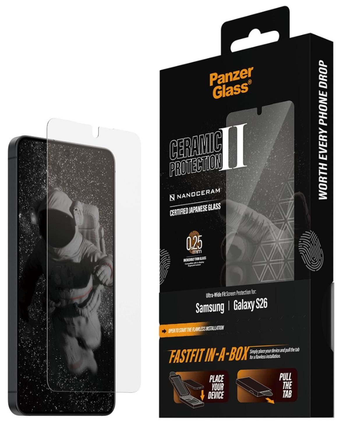Protector de sticlă  PanzerGlass – Ceramic w. FASTFIT IN-A-BOX, Galaxy S26