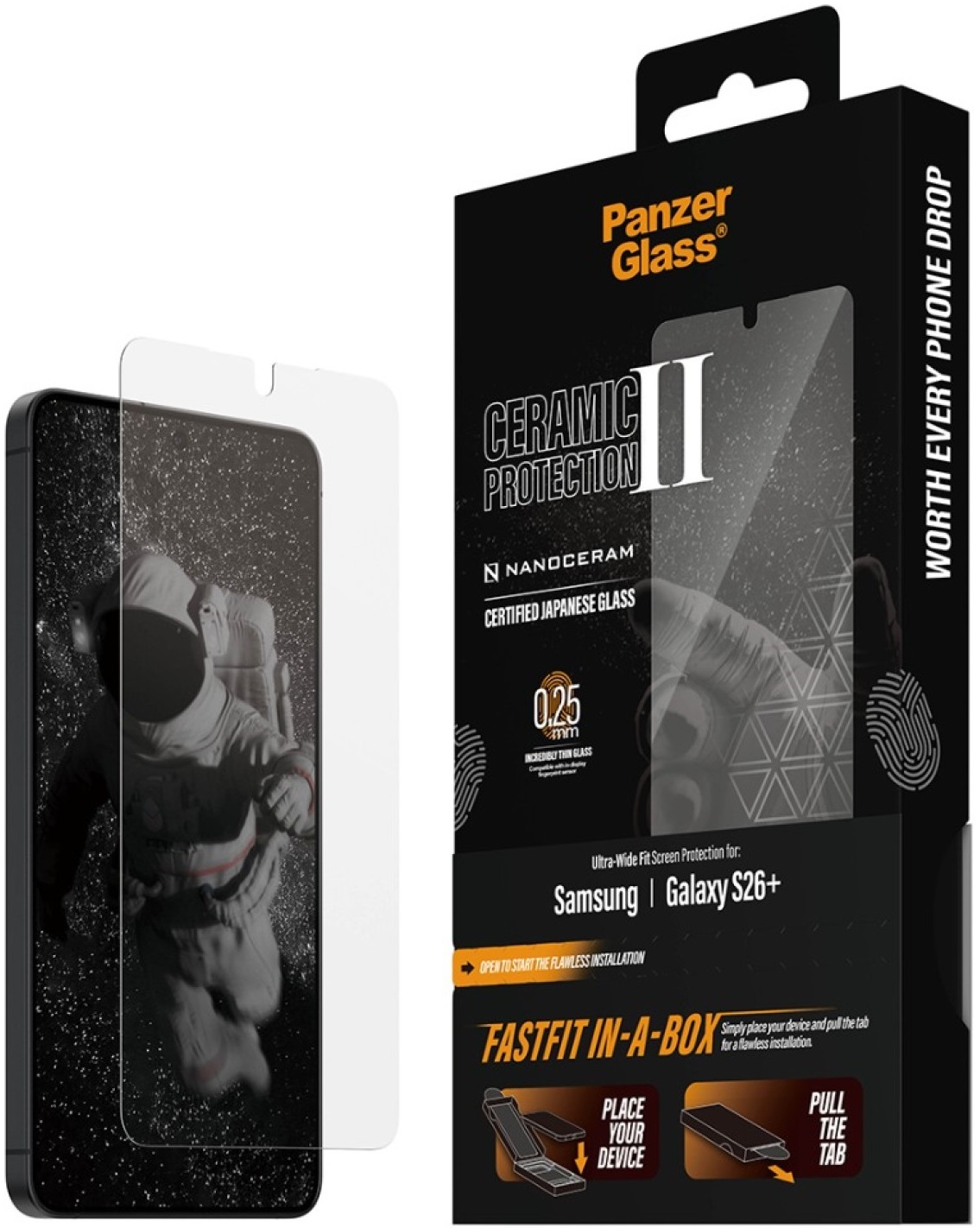 Protector de sticlă  PanzerGlass – Ceramic w. FASTFIT IN-A-BOX, Galaxy S26 Plus