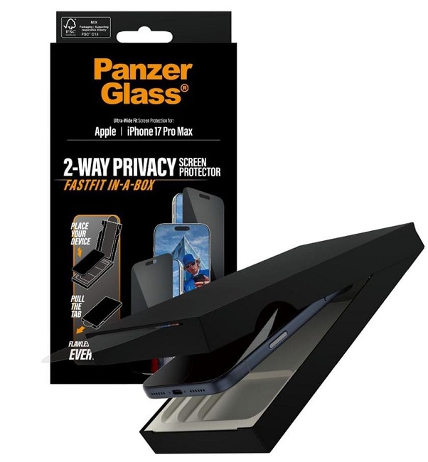 Protector de sticlă  PanzerGlass - Fastfit in-a-box, iPhone 17 Pro Max, transparent