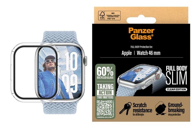 Protector de sticlă  PanzerGlass - Full body slim, Apple Watch, 46 mm, transparent