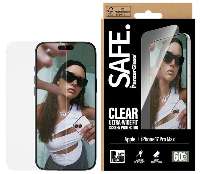 Protector de sticlă PanzerGlass - Safe EasyAligner, iPhone 17 Pro Max, transparent