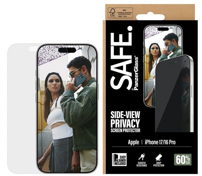 Folie sticla securizata SAFE by PanzerGlass Ultra-Wide Fit EasyAligner Privacy compatibila cu iPhone 17 Pro  / 16 Pro, Negru - imagine 2