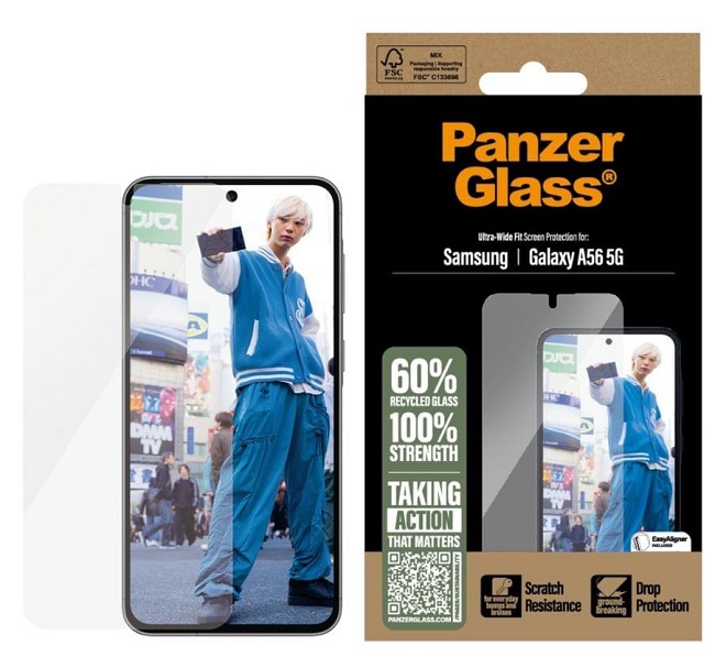 Protector de sticlă PanzerGlass - Ultra-Wide Fit, Galaxy A56, transparent
