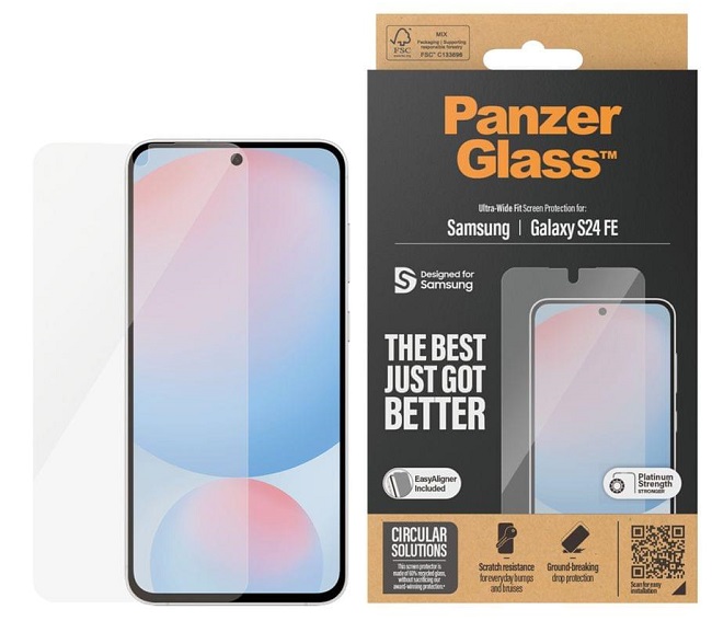 Protector de sticlă  PanzerGlass - Ultra Wide Fit, Galaxy S24 FE, transparent