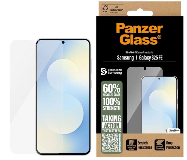 Protector de sticlă  PanzerGlass - Ultra Wide Fit, Galaxy S25 FE, transparent