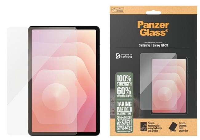 Protector de sticlă  PanzerGlass - Ultra Wide Fit, Galaxy Tab S11, transparent