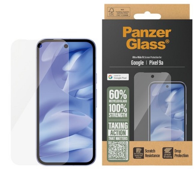 Folie sticla securizata PanzerGlass Ultra-Wide Fit compatibila cu Google Pixel 9a 5G, Transparent - imagine 2